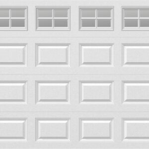 8' x 7' Raised Panel, Non-Insulated garage door with clear windows